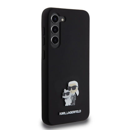 Case for Samsung Galaxy S23+ S916, Karl Lagerfeld, Silicone Karl & Choupette Metal, Black
