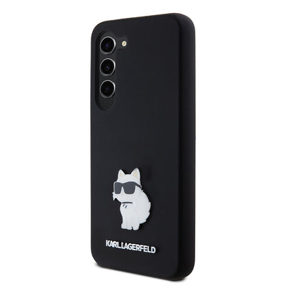 Case for Samsung Galaxy S23 S911, Karl Lagerfeld, Silicone Choupette Metal, Black
