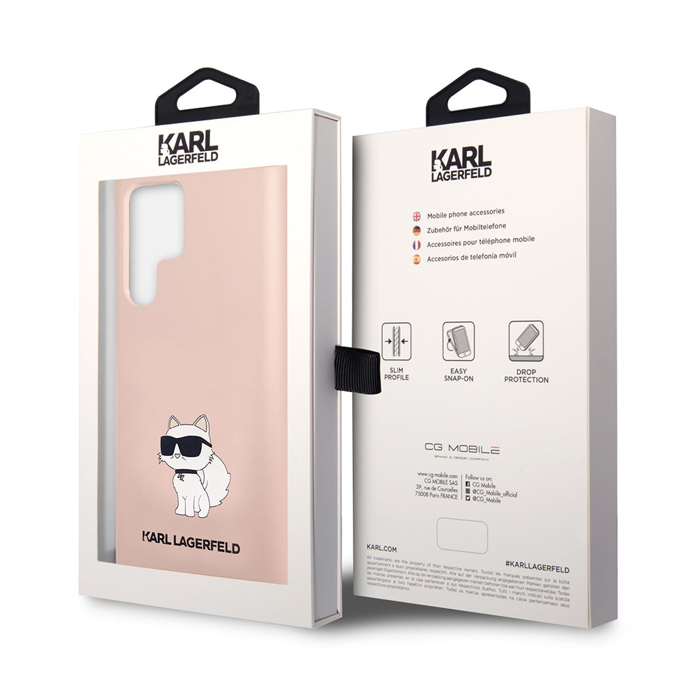 Case for Samsung Galaxy S23 Ultra S918, Karl Lagerfeld, Silicone Choupette, Pink