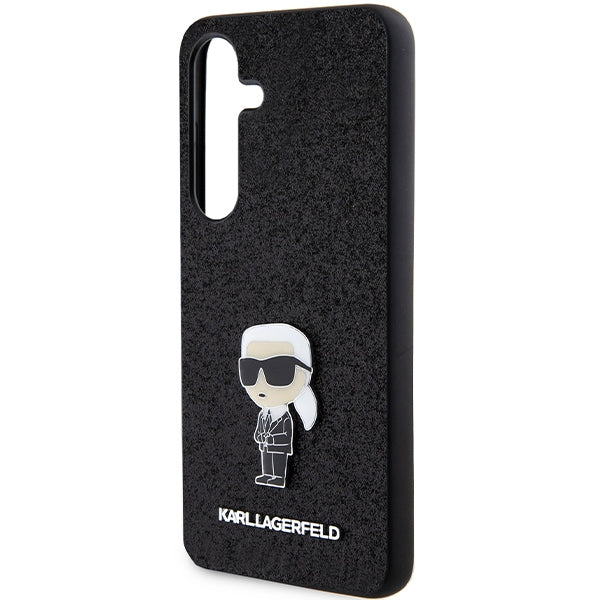 Case for Samsung Galaxy S24+ S926, Karl Lagerfeld, Glitter Ikonik Karl Logo, Black