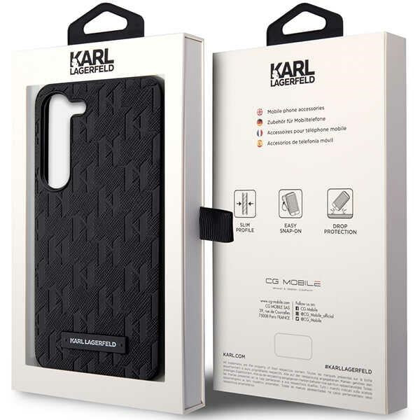 Case for Samsung Galaxy S24+ S926, Karl Lagerfeld, Saffiano Monogram Metal Logo, Black