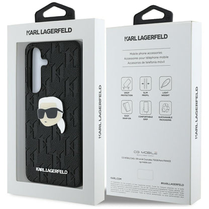 Case for Samsung Galaxy S25+ S936, Karl Lagerfeld, Monogram Karl's Head, Black