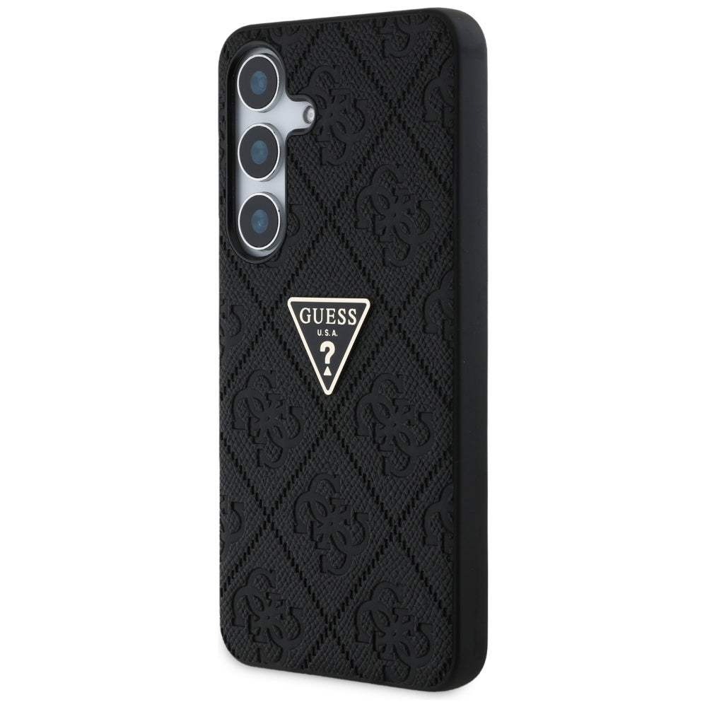 Case for Samsung Galaxy S25 S931, Guess, Grained Hot Stamp 4G Triangle, Black
