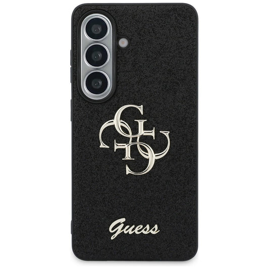 Case for Samsung Galaxy S26 S942, Guess, Fixed Glitter Big 4G Metal Frame, Black