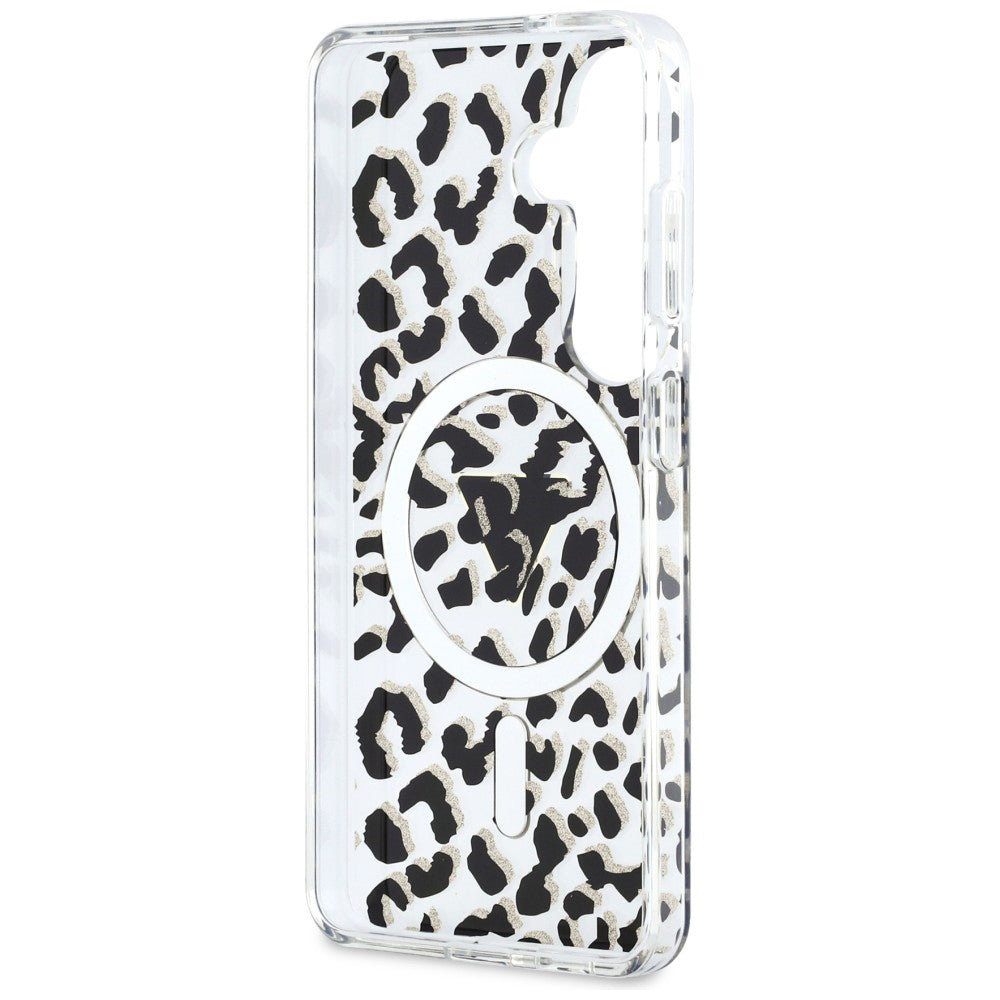 MagSafe Case for Samsung Galaxy S26 S942, Guess, IML Leopard Pattern, Black