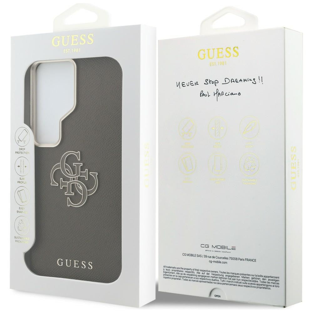 Case for Samsung Galaxy S26 Ultra S948, Guess, 4G Grained Big and Classic Logo, Brown