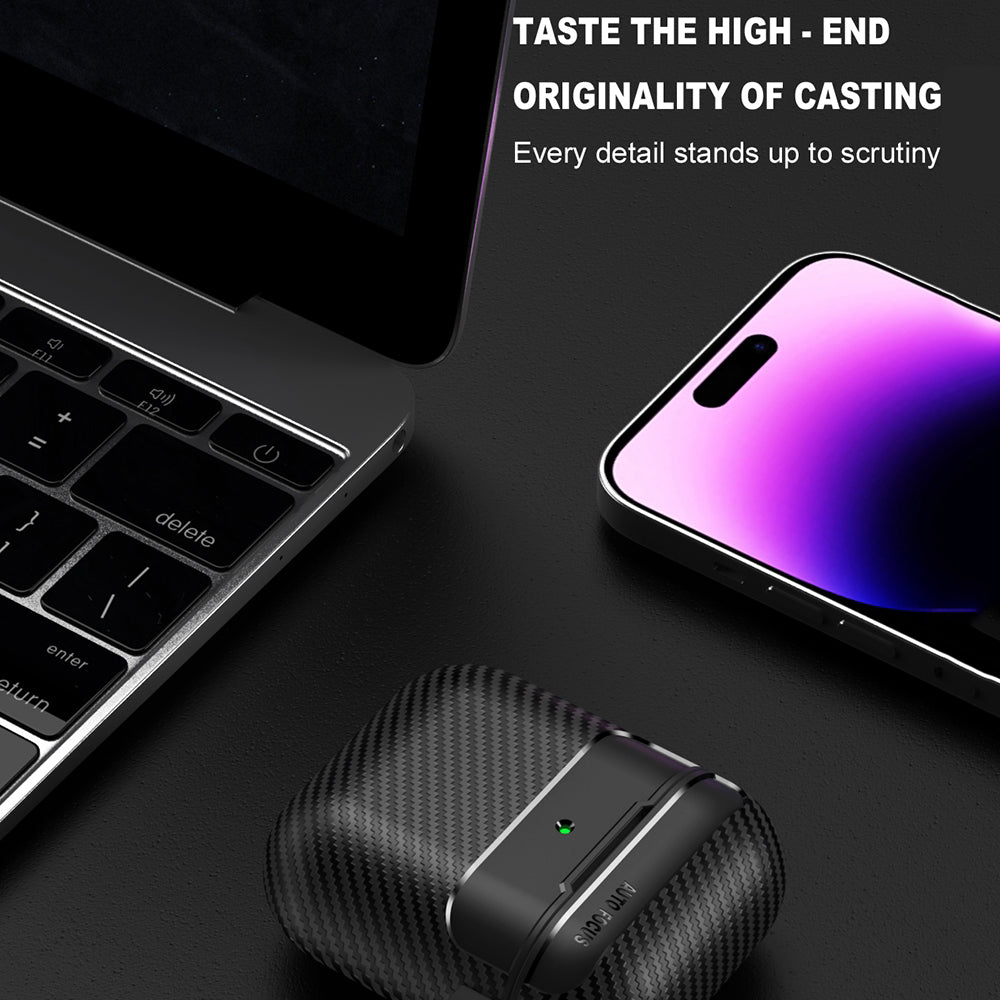 Techsuit CarbonFiber Case for Apple AirPods Gen 2 / Gen 1, Black