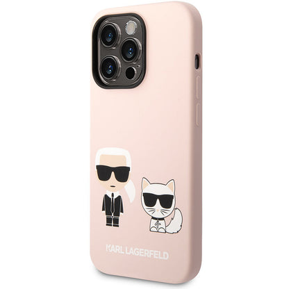 MagSafe Case for Apple iPhone 14 Pro, Karl Lagerfeld, Silicone Body Karl & Choupette, Pink