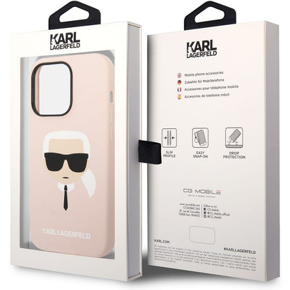 Case for Apple iPhone 14 Pro Max, Karl Lagerfeld, Silicone Karl's Head, Pink