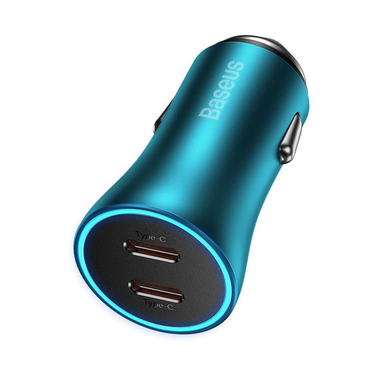 Car Charger Baseus Golden Contactor Pro, 40W, 3A, 2 x USB-C, Blue 