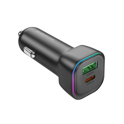 Borofone BZ28A Trophie Car Charger, 30W, 3A, 1 x USB-A - 1 x USB-C, Black