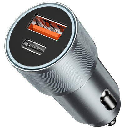 BWOO BO-CC73 Car Charger, 38W, 3A, 1 x USB-A - 1 x USB-C, Silver