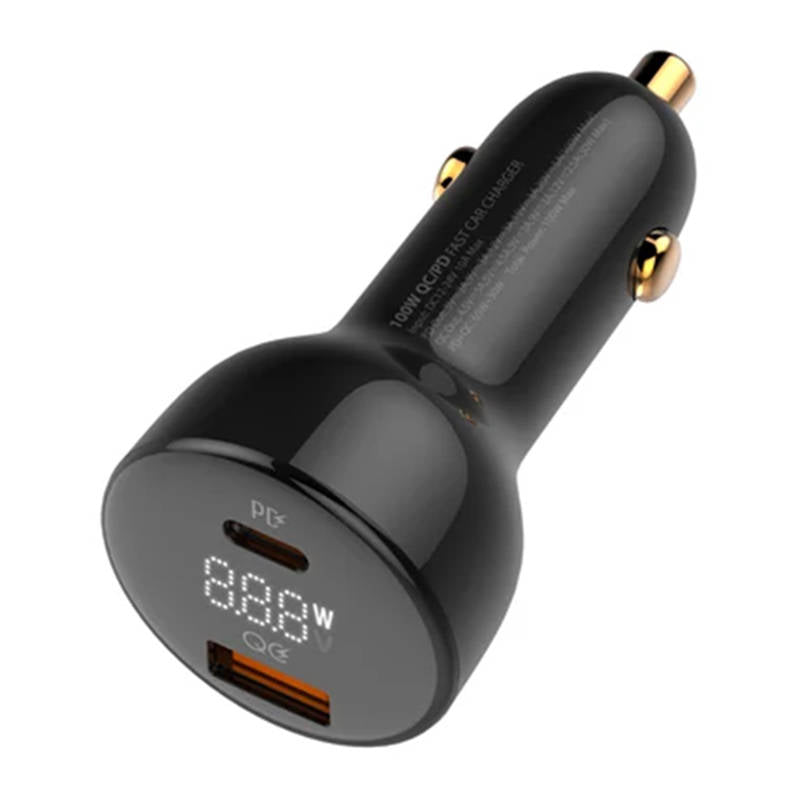 Car Charger With USB-C Cable Ldnio C101, 100W, 5A, 1 x USB-A - 1 x USB-C, Black