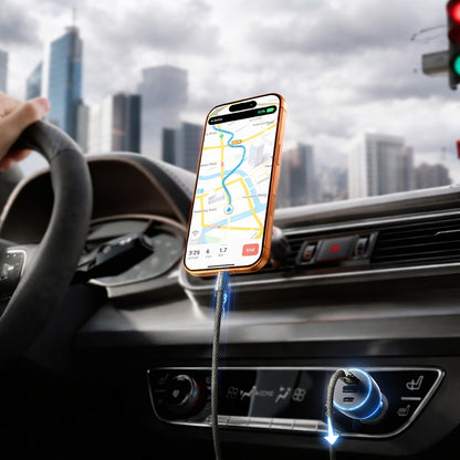 Lisen Car Charger with USB-C Cable, 170W, 5A, 1 x USB-A - 2 x USB-C, Black YL0224010001