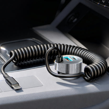 Lisen USB-C Wired Car Charger, 90W, 3A, 1 x USB-A - 1 x USB-C, Black YL0223120020