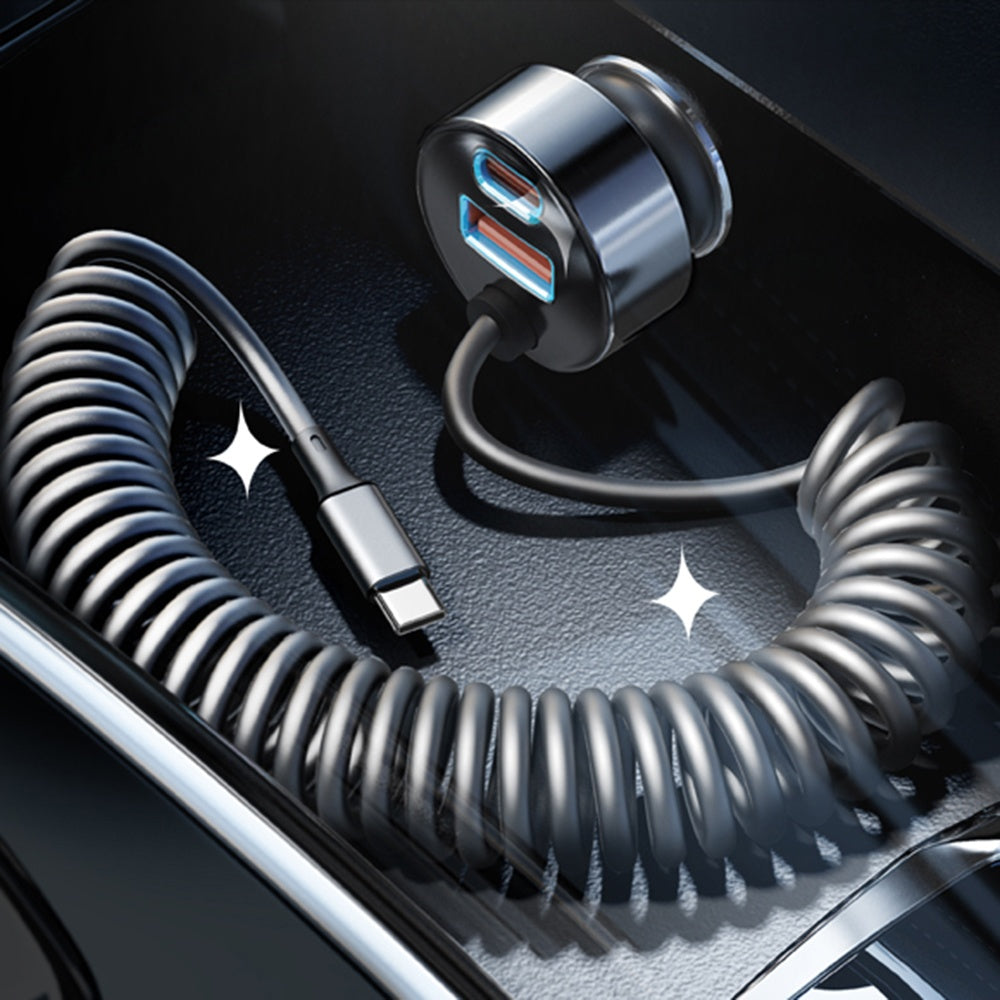 Lisen USB-C Wired Car Charger, 90W, 3A, 1 x USB-A - 1 x USB-C, Black YL0223120020