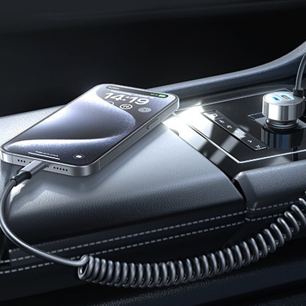 Lisen USB-C Wired Car Charger, 90W, 3A, 1 x USB-A - 1 x USB-C, Black YL0223120020