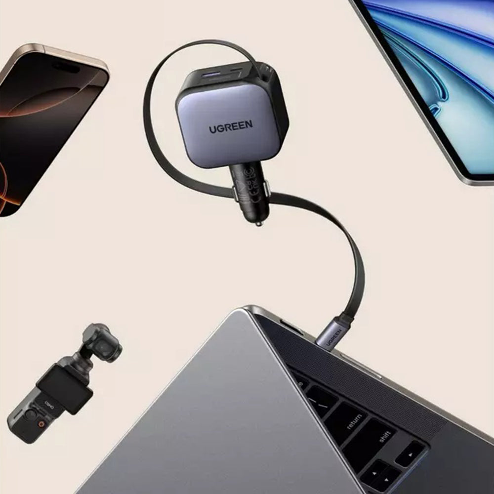 UGREEN EC603 Car Charger with USB-C Cable, 90W, 3A, 1 x USB-A - 1 x USB-C, Gray