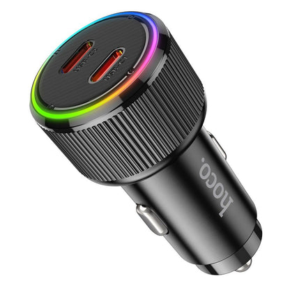 HOCO NZ14B Car Charger, 50W, 3A, 2 x USB-C, Black