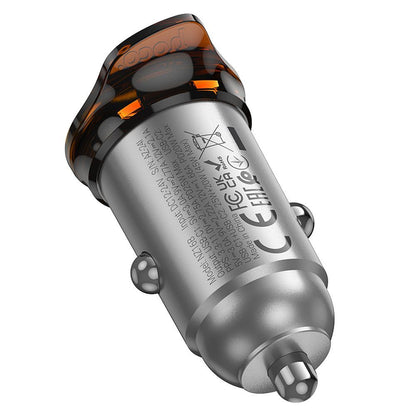 HOCO NZ16B Car Charger, 45W, 3A, 2 x USB-C, Gray