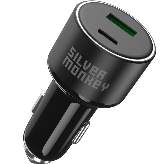 Car Charger Silver Monkey SMA014, 100W, 3A, 1 x USB-A - 1 x USB-C, Black 