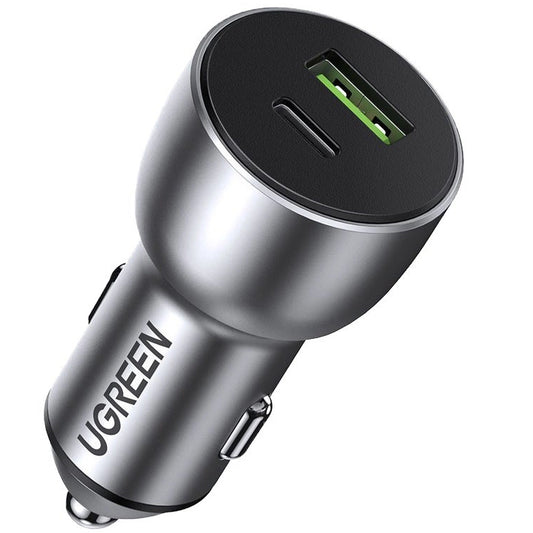 UGREEN CD213 Car Charger, 36W, 3A, 1 x USB-A - 1 x USB-C, Gray