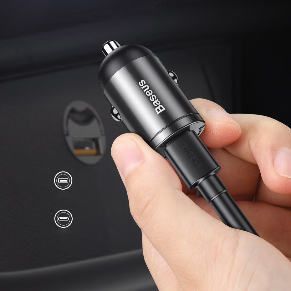 Baseus Star Mini Car Charger, 30W, 5A, 1 x USB-C, Gray VCHX-B0G