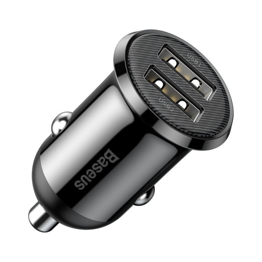 Car Charger Baseus Grain Pro, 24W, 2.4A, 2 x USB-A, Black CCALLP-01