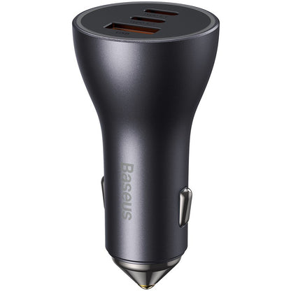 Baseus Golden Contactor Pro Car Charger, 65W, 3A, 1 x USB-A - 2 x USB-C, Gray CGJP010013