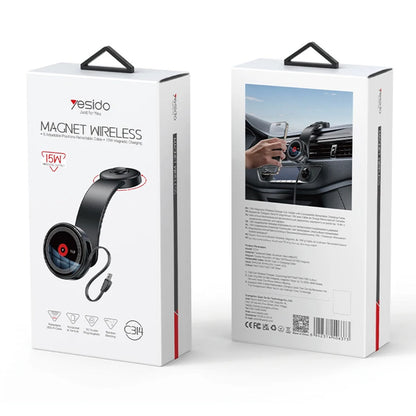 Yesido C314 Wireless Car Charger, 15W, 1.67A, Black