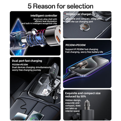 Yesido Y69 Car Charger, 30W, 3A, 2 x USB-C, Black