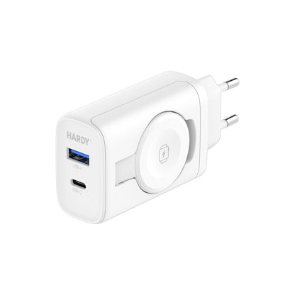3MK Hardy 2in1 Network Charger, 33W, 3A, 1 x USB-A - 1 x USB-C, White
