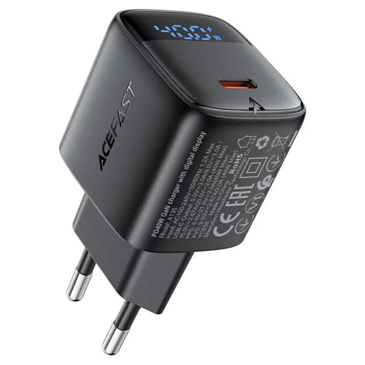 Acefast A135 Display Network Charger, 45W, 3A, 1 x USB-C, Black