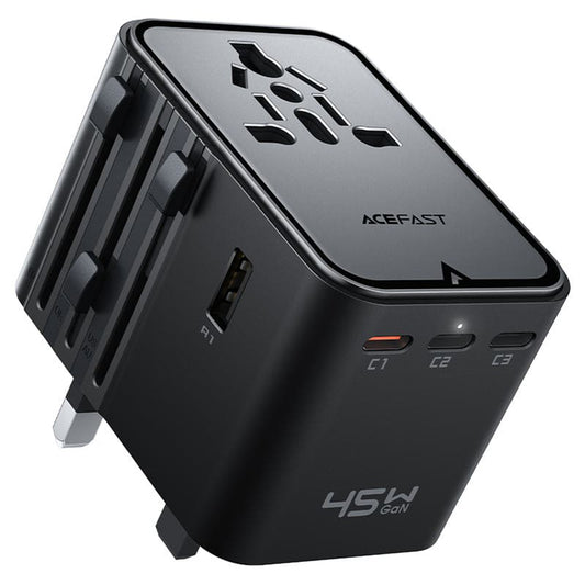 Acefast Z8 Travel Network Charger, 45W, 3A, 2 x USB-A - 3 x USB-C, Black