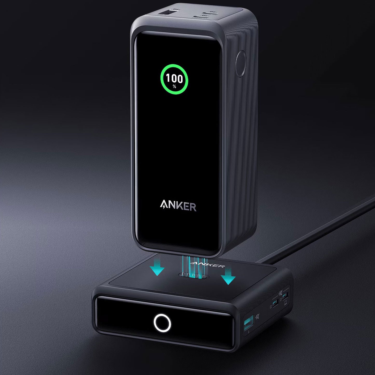 Anker Network Charger for Prime external battery, 100W, 3A, 1 x Pogo Pin - 1 x USB-C - 2 x USB-A, Black A1902311