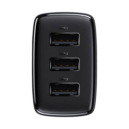 Baseus Compact 3U Network Charger, 17W, 2.1A, 3 x USB-A, Black CCXJ020101