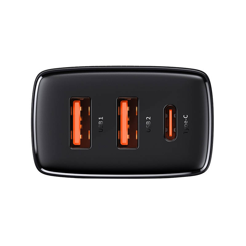 Baseus Compact Network Charger, 30W, 3A, 1 x USB-C - 2 x USB-A, Black CCXJ-E01