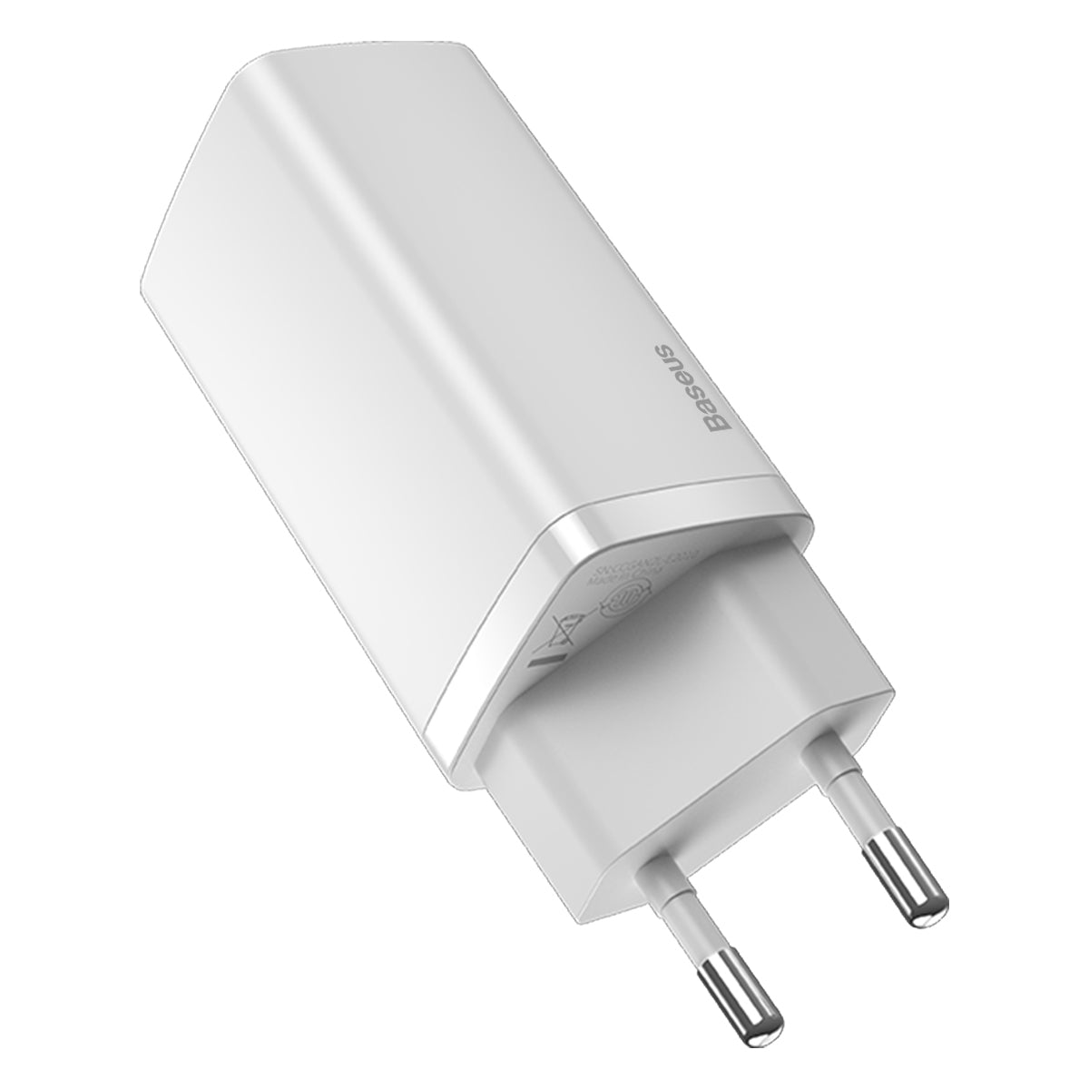 Baseus GaN2 Lite Power Adapter, 65W, 3A, 1 x USB-A - 1 x USB-C, White CCGAN2L-B02