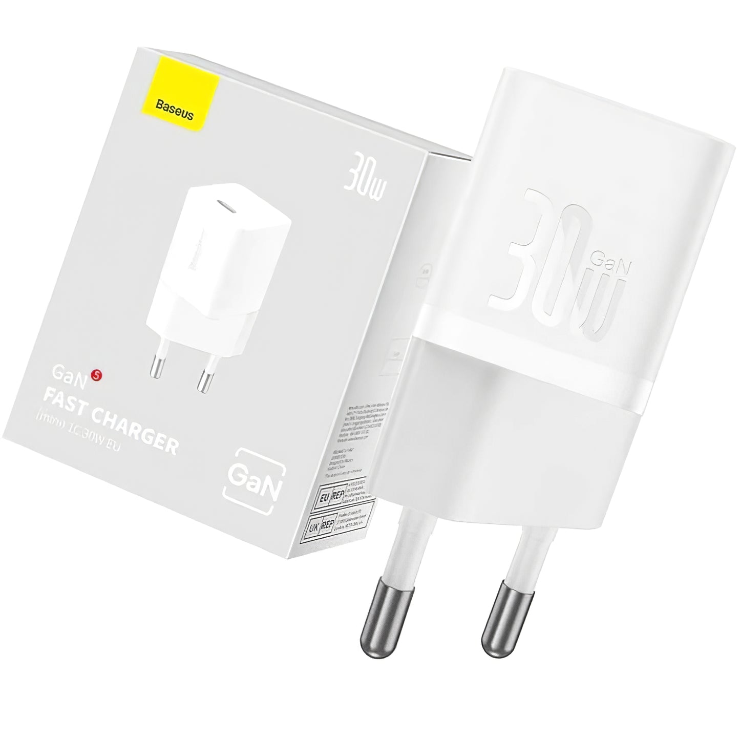 Baseus GaN Mini 1C Network Charger, 30W, 3A, 1 x USB-C, White CCGN070502