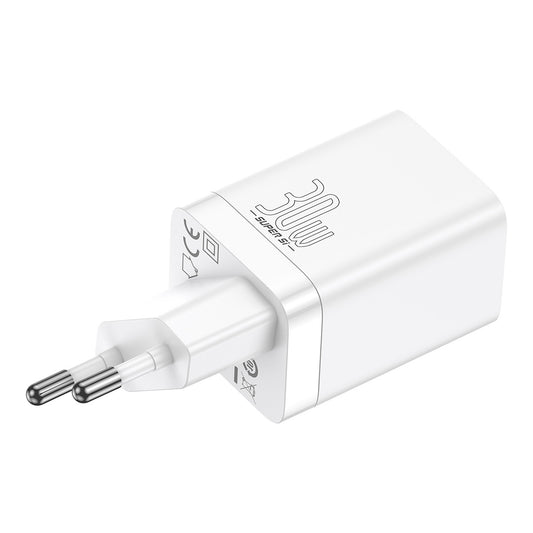 Network Charger Baseus Super Si Pro, 30W, 3A, 1 x USB-A - 1 x USB-C, White CCSUPP-E02