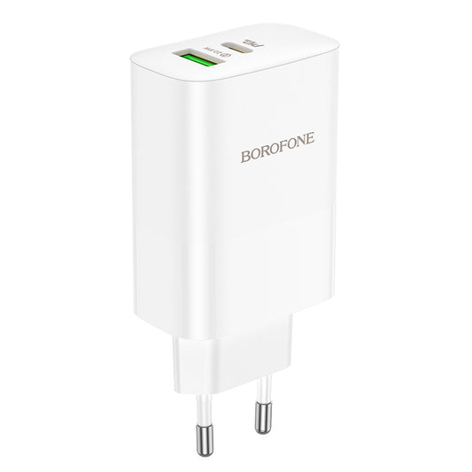 Borofone BN10 Network Charger, 65W, 5A, 1 x USB-A - 1 x USB-C, White