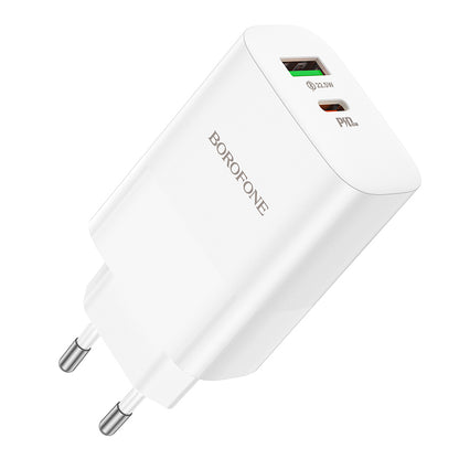 Borofone BN10 Network Charger, 65W, 5A, 1 x USB-A - 1 x USB-C, White