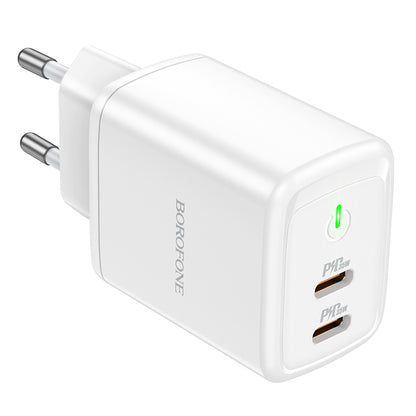 Borofone BN9 Network Charger, 35W, 3A, 2 x USB-C, White