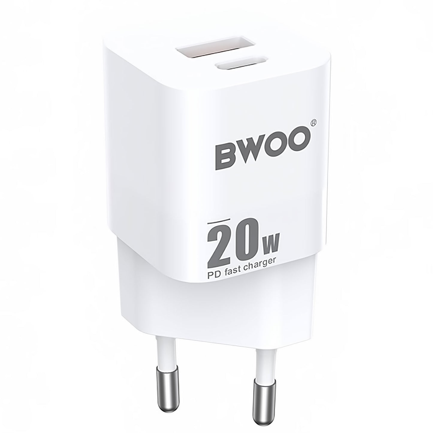 BWOO BO-CDA156 Power Adapter, 20W, 3A, 1 x USB-A - 1 x USB-C, White