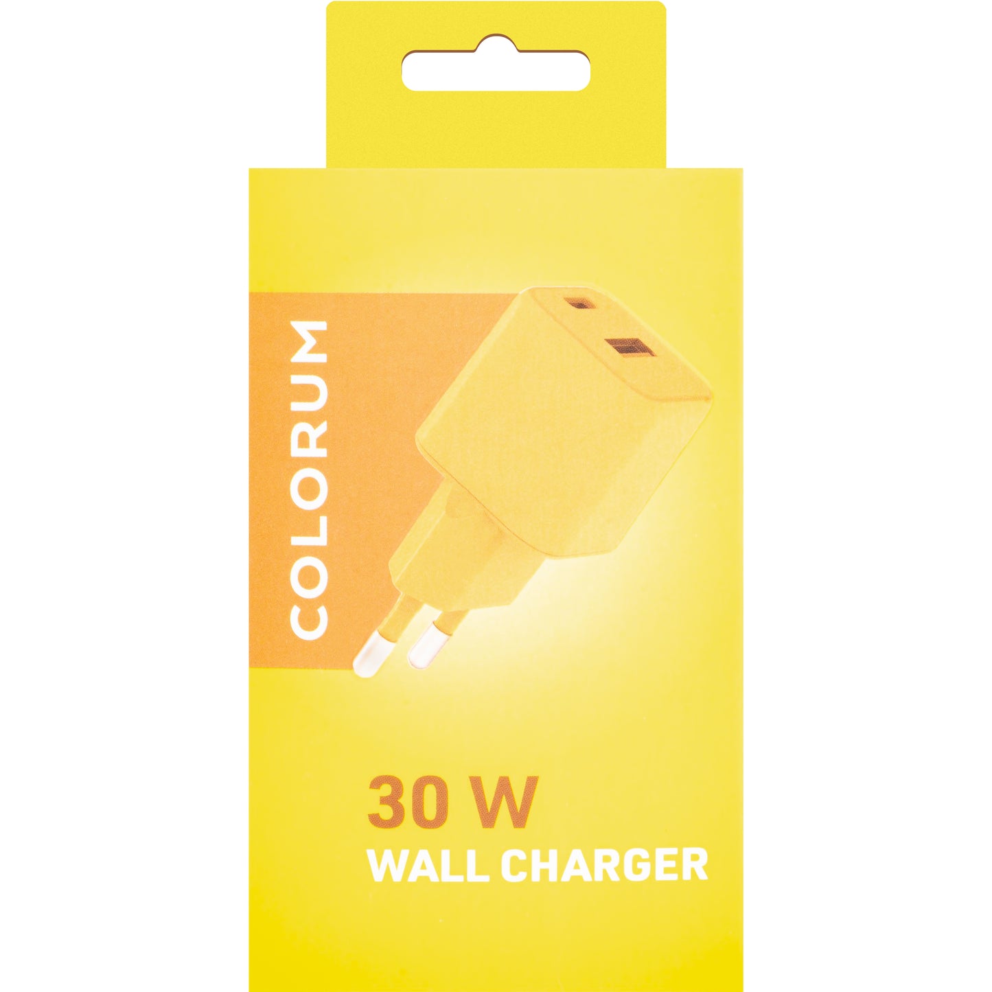 Colorum CLS30-AC-05 Power Adapter, 30W, 3A, 1 x USB-A - 1 x USB-C, Yellow