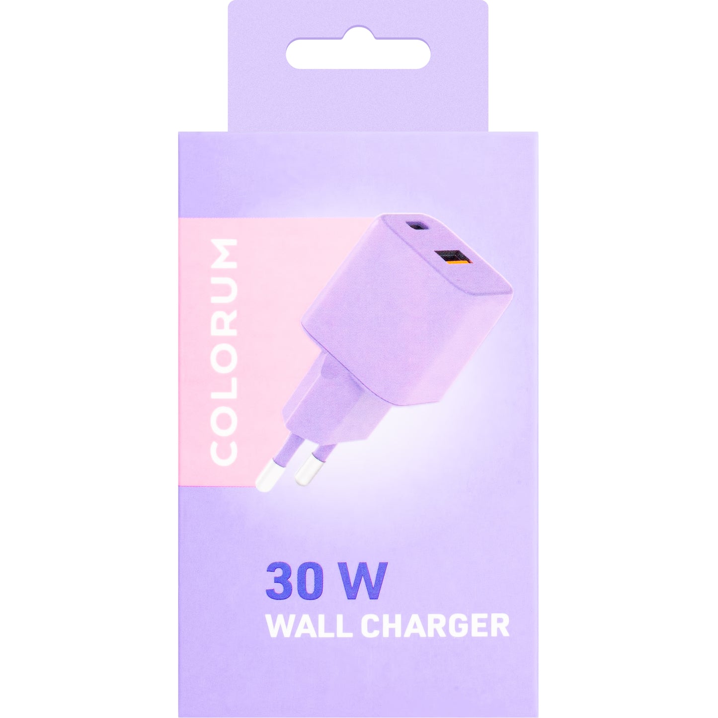 Colorum CLS30-AC-09 Power Adapter, 30W, 3A, 1 x USB-A - 1 x USB-C, Purple