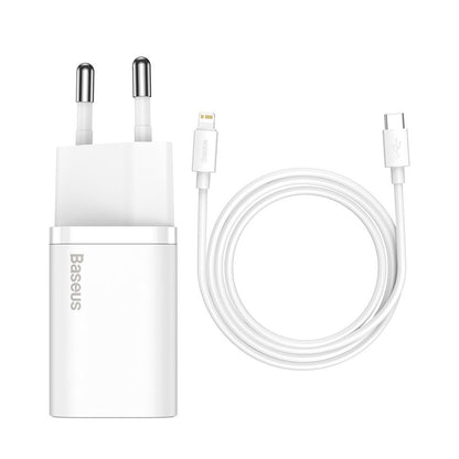 Network Charger with Lightning Cable Baseus Super Si, 20W, 3A, 1 x USB-C, White TZCCSUP-B02