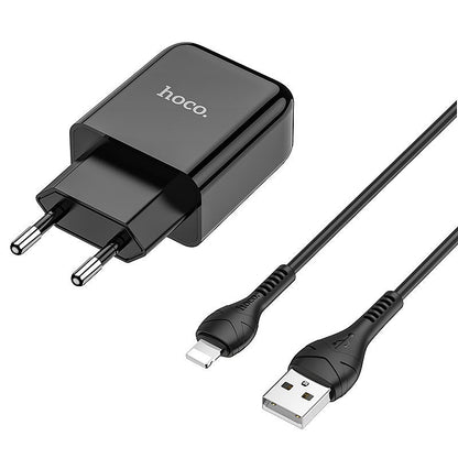 Network Charger with Lightning Cable HOCO N2, 10W, 2A, 1 x USB-A, Black