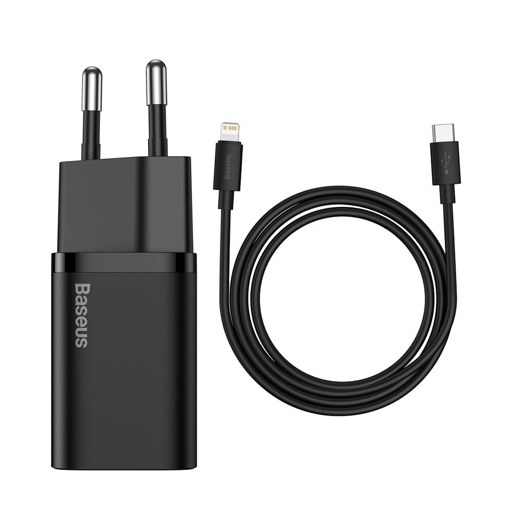 Network Charger with Lightning Cable Baseus Super Si, 20W, 3A, 1 x USB-C, Black TZCCSUP-B01