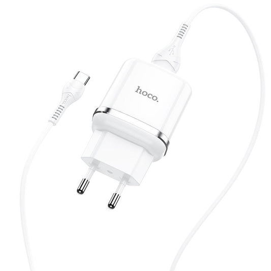 HOCO N3 USB-C Cable Charger, 18W, 3A, 1 x USB-A, White